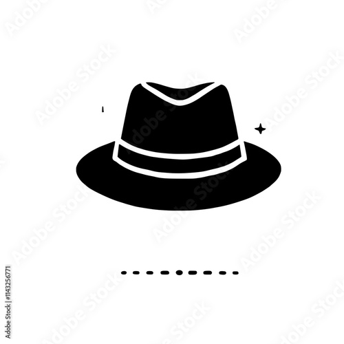 Black and White Fedora Hat Icon 