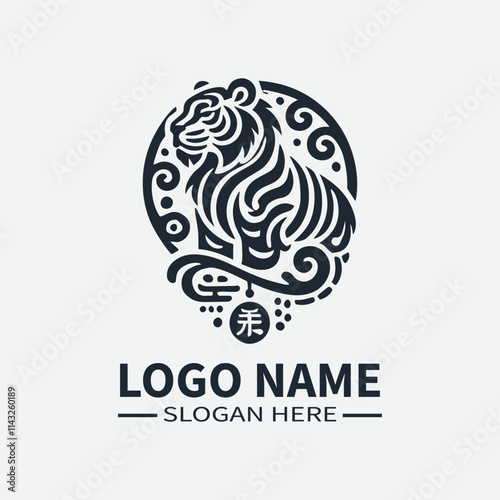 Tiger Logo Design, Chinese Zodiac Logo, Year of the Tiger Logo, Asian Culture Logo, Animal Logo