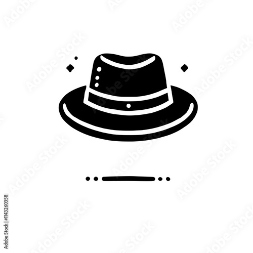 Black and White Fedora Hat Icon