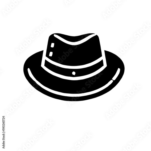 Black and White Fedora Hat Icon