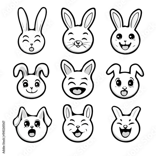 set of animals head vector style