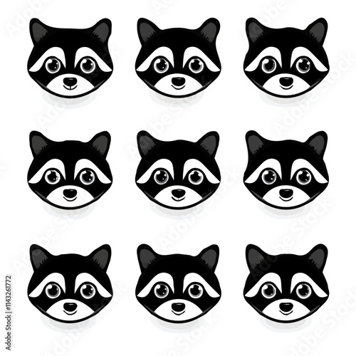 set of animals head vector style