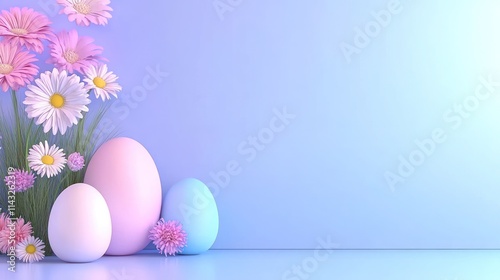 Easter Eggs and Flowers Seamless Pattern for Wallpaper and Banners