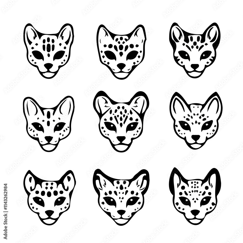 Fototapeta premium set of animals head vector style