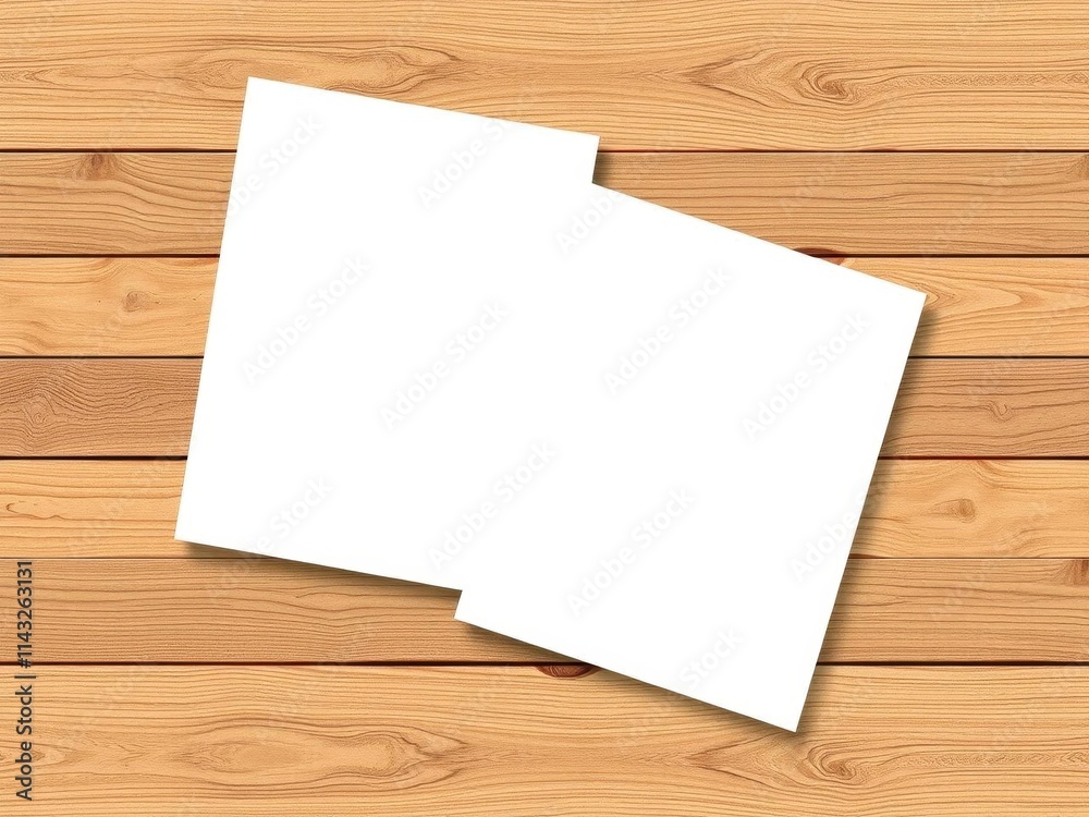 A set of two bifold brochure mockups lying flat on a wooden surface, stationery, professional A set of two bifold brochure mockups lying flat on a wooden surface, stationery, professional