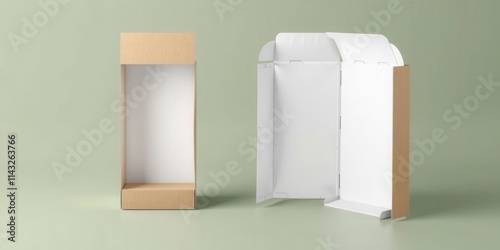 Carton box dieline template with cutout for bottle packaging mockup, product mockup, box, packaging