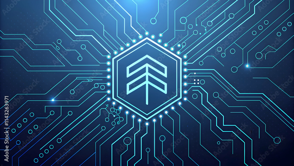 Neon Blue Circuit Wallpaper for Developers: Engineered Aesthetic with Code Hints and Clear Space