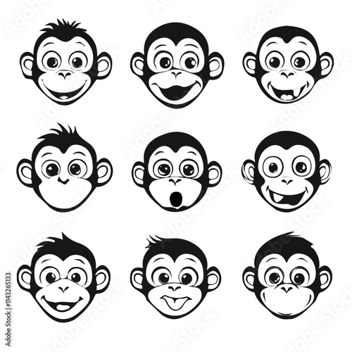 set of animals head vector style
