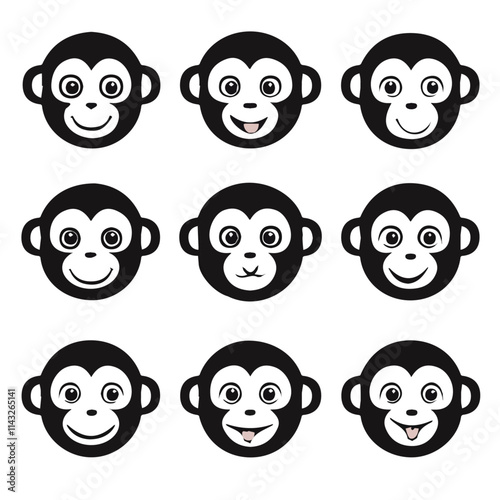 Photography set of animals head vector style