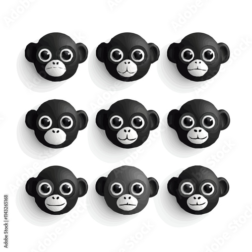 set of animals head vector style