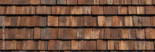 Detail of aged brown wooden shingles with a textured surface, textured, texture