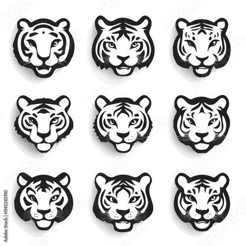 set of animals head vector style