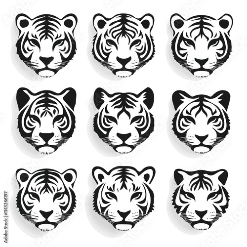 set of animals head vector style