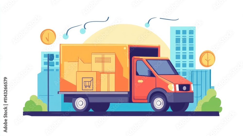 delivery services flat design side view e-commerce cartoon drawing vivid delivery services flat design side view e-commerce cartoon drawing vivid