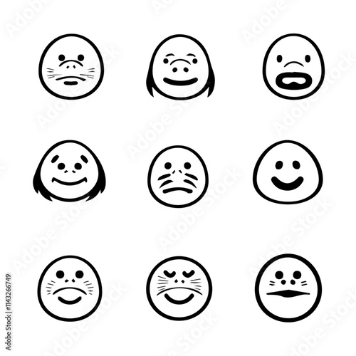 set of animals head vector style