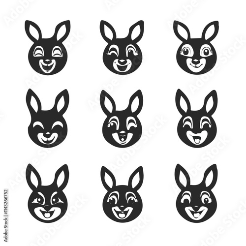 set of animals head vector style