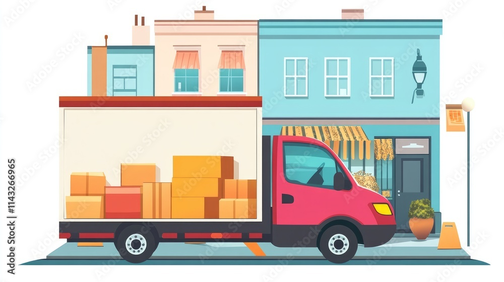 Fototapeta premium delivery services flat design side view e-commerce cartoon drawing vivid