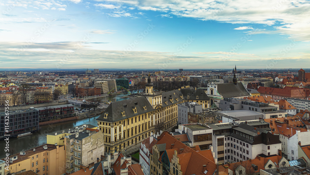 Fototapeta premium university of wroclaw city panorama, lower silesia Poland.