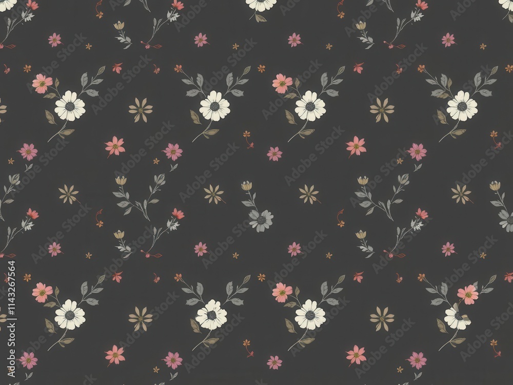custom made wallpaper toronto digitalSeamless charcoal small floral elements wallpaper design for home decor, textile, background, wrapping paper, home decor, textile