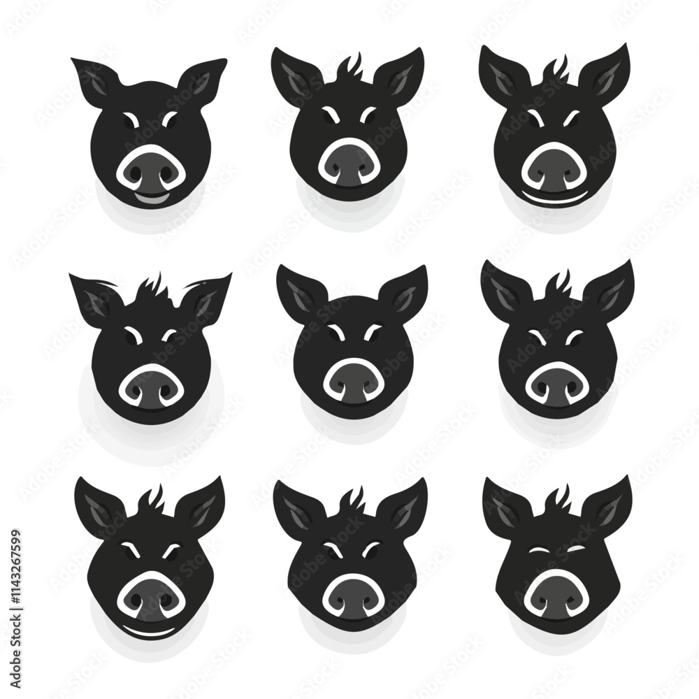 Fototapeta premium set of animals head vector style