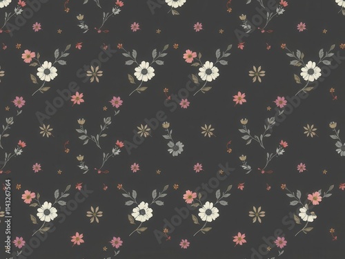 Wallpaper Mural Seamless charcoal small floral elements wallpaper design for home decor, textile, background, wrapping paper, home decor, textile Torontodigital.ca
