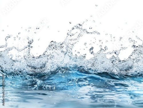 Fototapeta Naklejka Na Ścianę i Meble -  Wave rolling forward with dramatic splash, close-up detail of water movement, marine texture, natural aquatic scene, refreshing sea imagery, dynamic blue wave concept