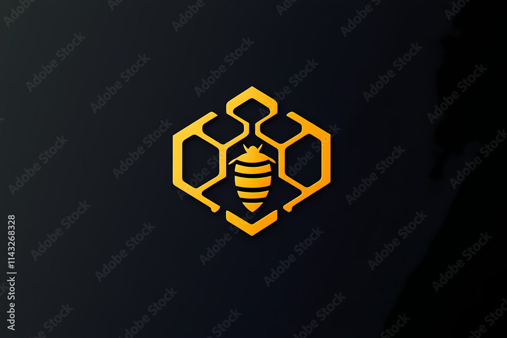 Minimalist vector logo design of a beehive pattern forming a hexagon Minimalist vector logo design of a beehive pattern forming a hexagon