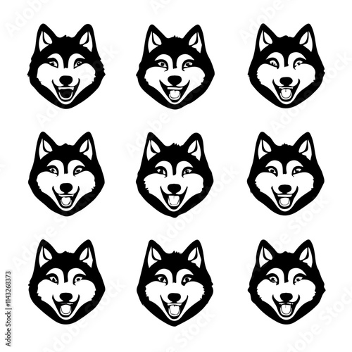 set of animals head vector style