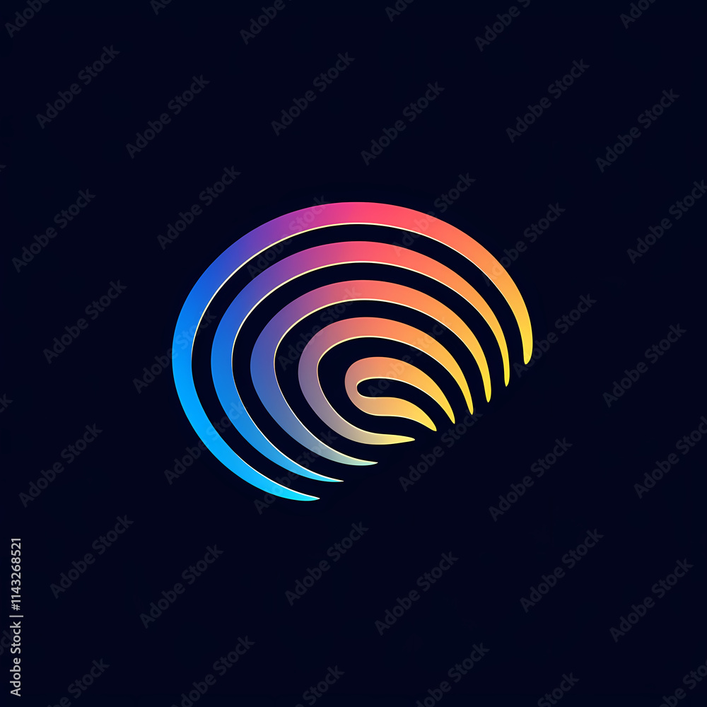Minimalist vector logo design of a digital fingerprint pattern Minimalist vector logo design of a digital fingerprint pattern