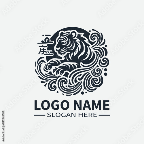 Foto Tiger Logo Design, Chinese Zodiac Logo, Year of the Tiger Logo, Asian Culture Lo