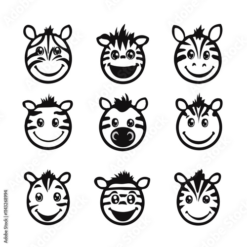 set of animals head vector style