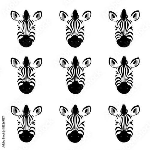 Canvas Print set of animals head vector style