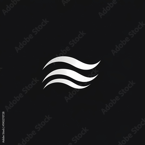 Minimalist vector logo design of abstract wind currents