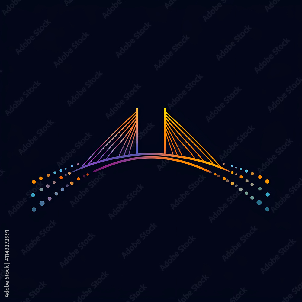 Obraz premium Minimalist vector logo design of digital transformation bridge
