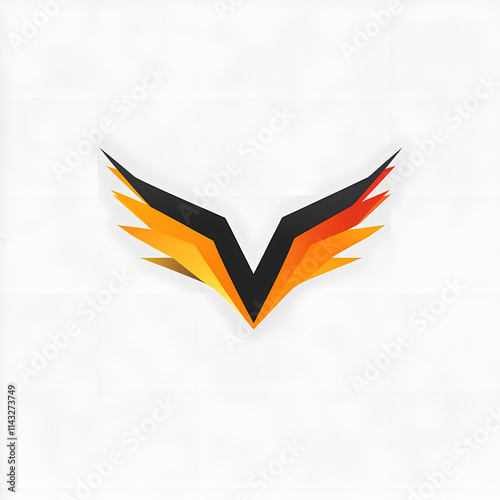 Minimalist vector logo design of geometric falcon wings photo