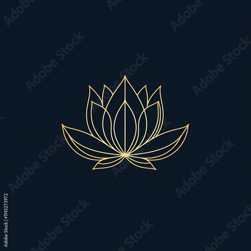 Minimalist vector logo design of geometric lotus flower