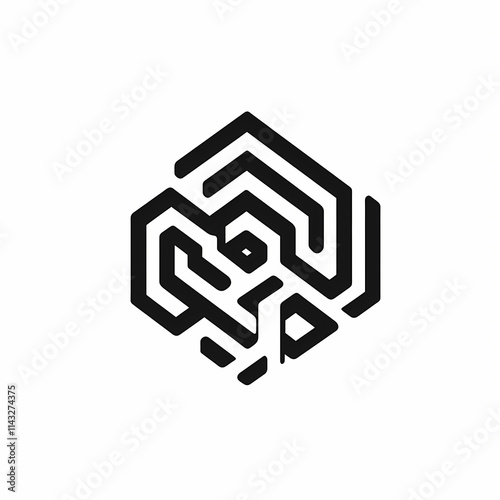 Minimalist vector logo design of innovative problem solver maze