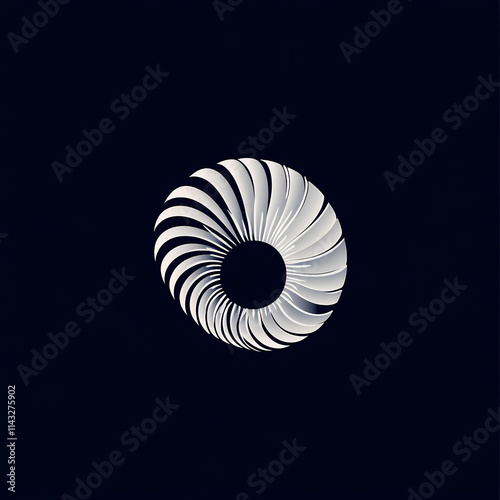 Minimalist vector logo design of nautilus shell spiral