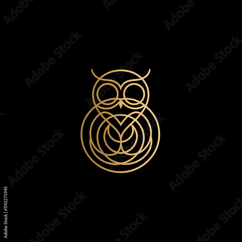 Minimalist vector logo design of nested circles forming an owl