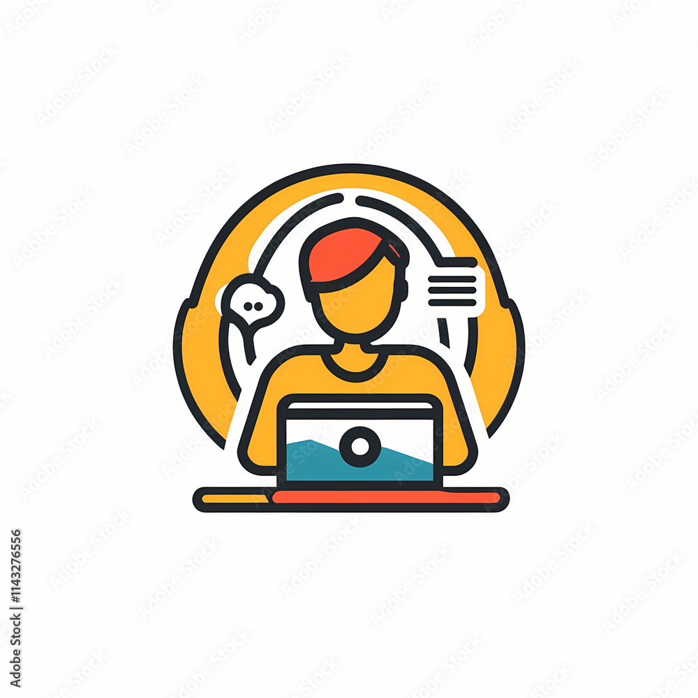 Minimalist vector logo design of remote work connection Minimalist vector logo design of remote work connection