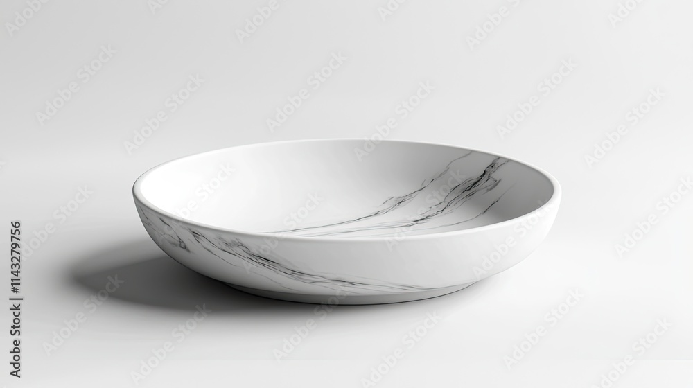 A sleek, white marble-patterned bowl designed for serving food elegantly. A sleek, white marble-patterned bowl designed for serving food elegantly.