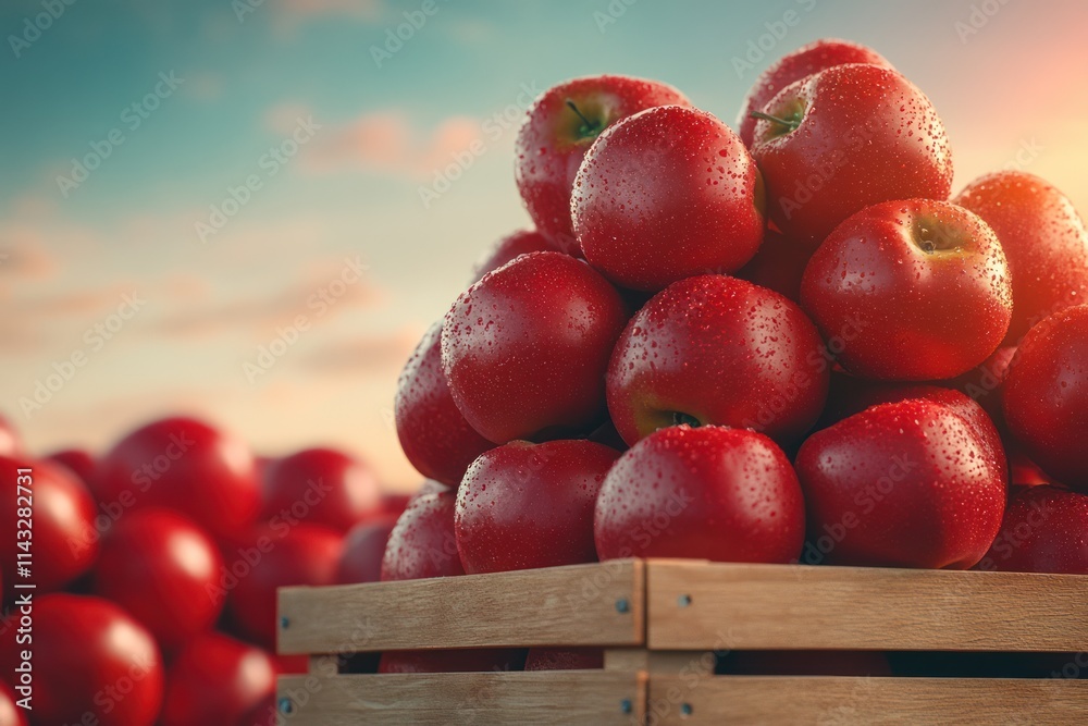Sunny Orchard Harvest: Basket of Red Apples on Table Sunny Orchard Harvest: Basket of Red Apples on Table