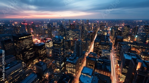 Wallpaper Mural Aerial View Cityscape Night Lights Torontodigital.ca