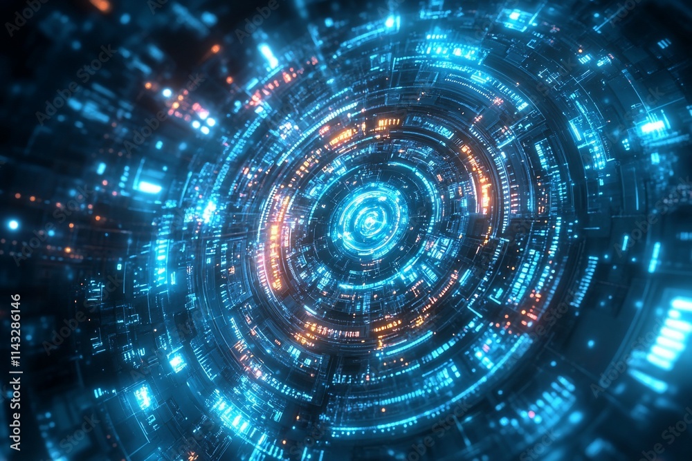 Abstract glowing futuristic technology circles. Abstract glowing futuristic technology circles.