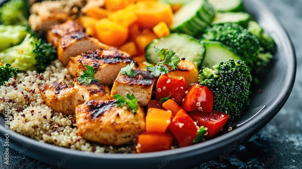 Delicious and Healthy Grilled Chicken Quinoa Bowl with Roasted Vegetables Delicious and Healthy Grilled Chicken Quinoa Bowl with Roasted Vegetables