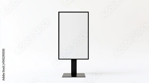 A minimalist digital display stand with a blank screen, suitable for advertisements or information.