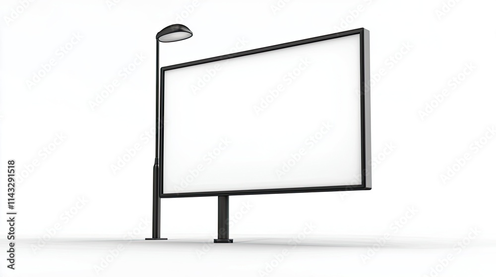 A blank billboard with a street lamp, ready for advertisements or announcements. A blank billboard with a street lamp, ready for advertisements or announcements.