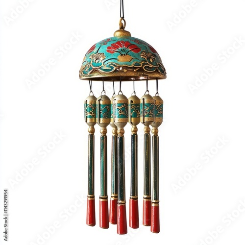 Traditional Chinese wind chime isolated on white background