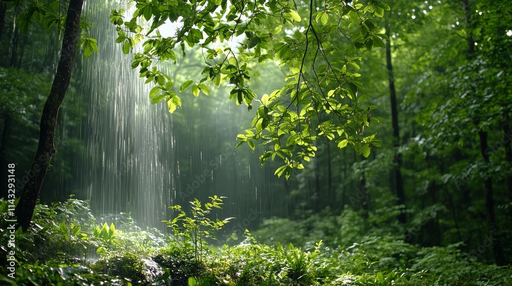 Fototapeta premium Captivating Forest Rain Shower