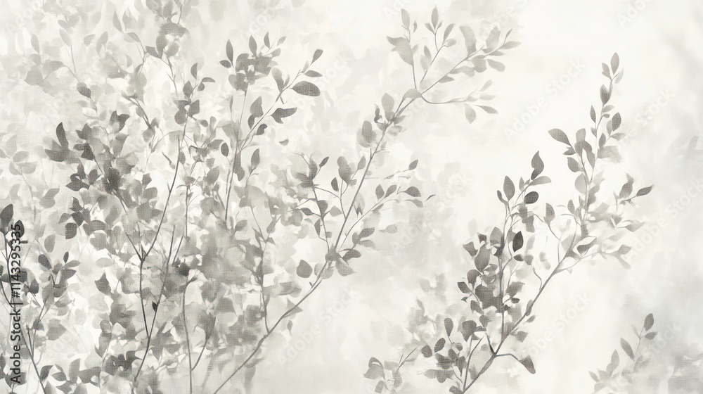 Fototapeta premium Monochrome foliage shadows on a textured background.